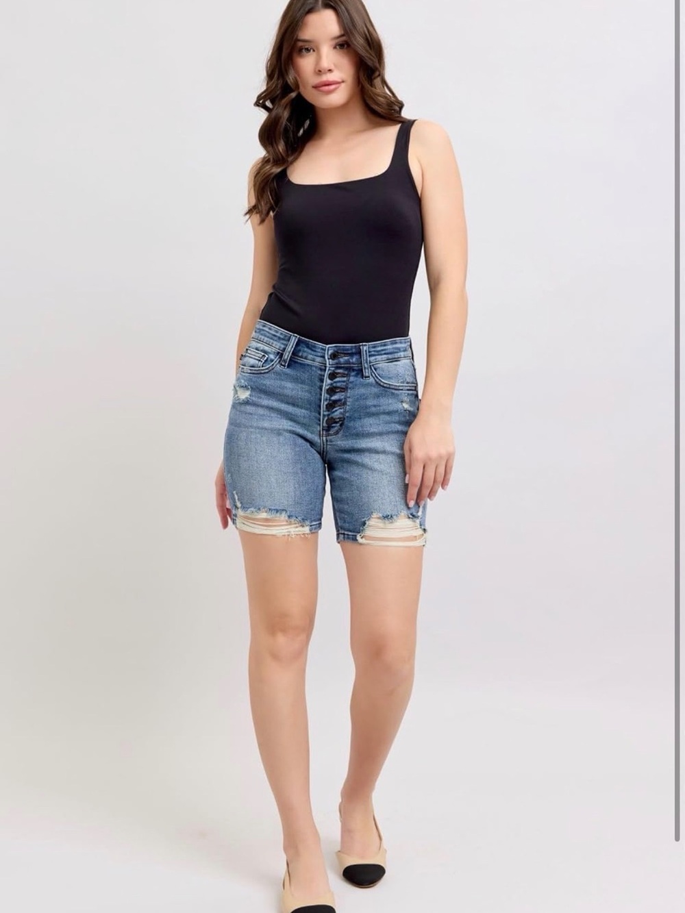 Judy Blue Distressed High Rise Jean Shorts Size Medium